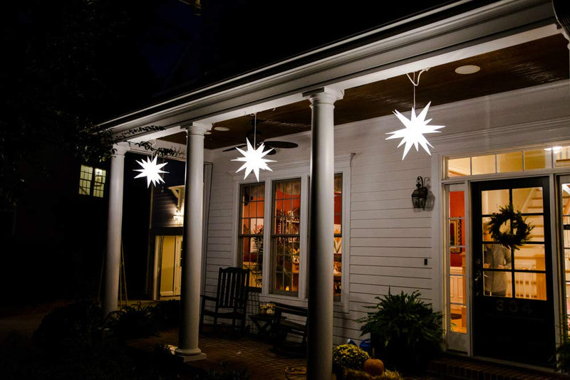 Elf Logic 21 Large Warm White LED Moravian Star - Hanging Outdoor  Christmas Light - Use as Holiday Decoration, Porch Light, 3D Fixture,  Advent Star